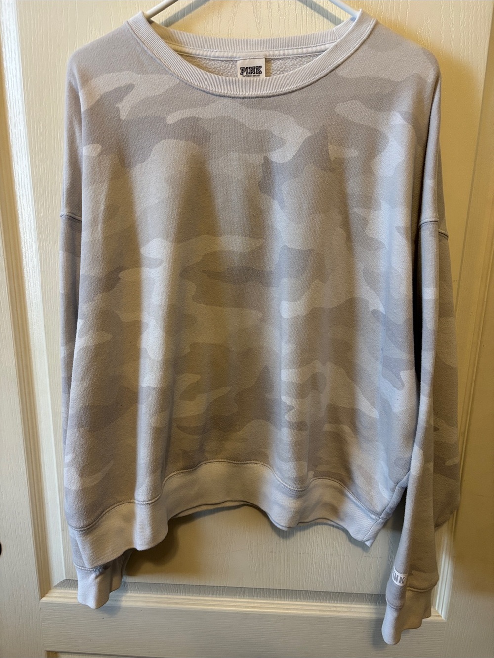 PINK Victoria's Secret Light Gray Camo Crewneck Sweatshirt